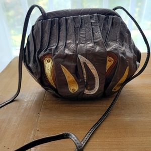 Pinky Leather brown metallic cross body bag